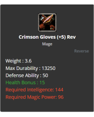 Crimson Gloves
 +-+5 Rebirt