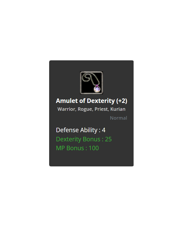 +2 Amulet of Dexterty