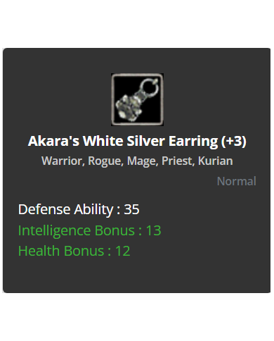 +3 Akara's White Silver Earring