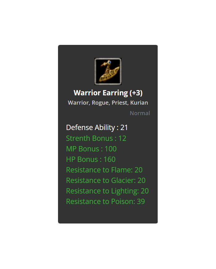 Warrior Earring +3