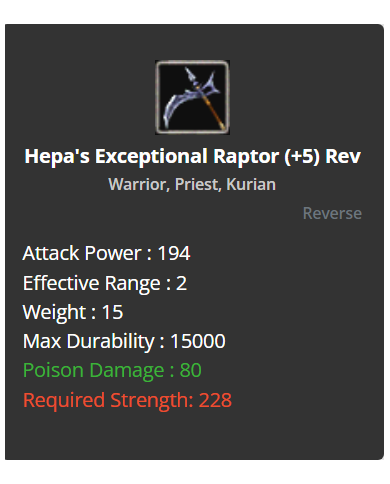 Hepa's Exceptional Raptor +5 Rev