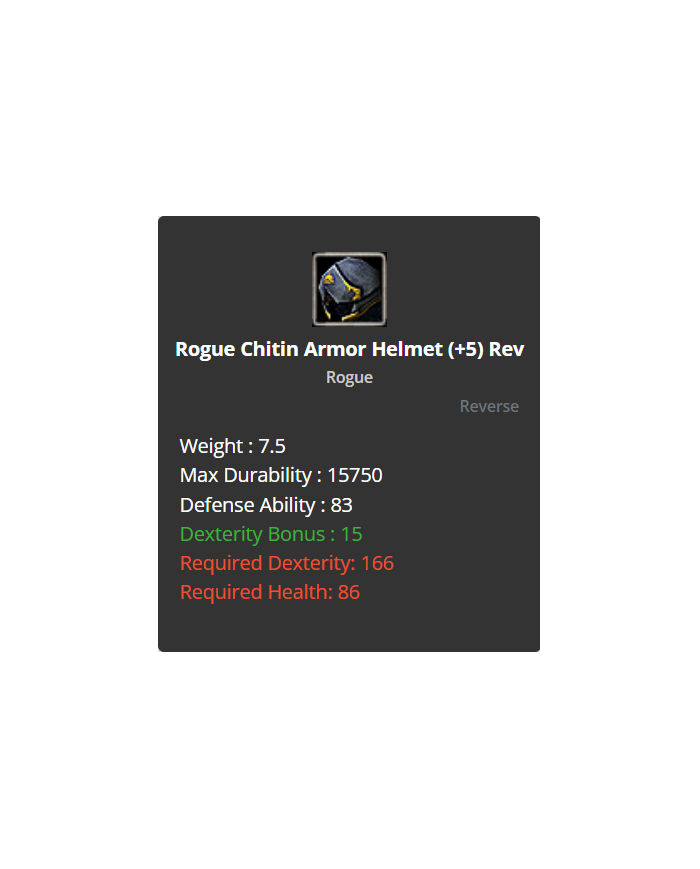 Rogue Chitin Shell Set +5 Rev