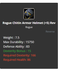 Rogue Chitin Shell Set +5 Rev