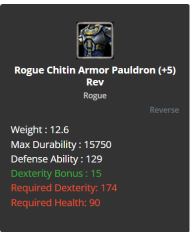 Rogue Chitin Set +5 Rev