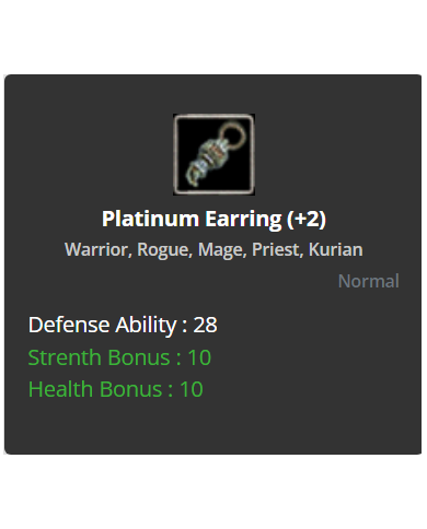 +2 Platinum Earring