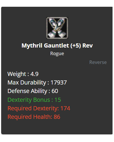 Mythril Gauntlet +8