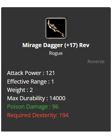 Mirage Dagger +17 reb