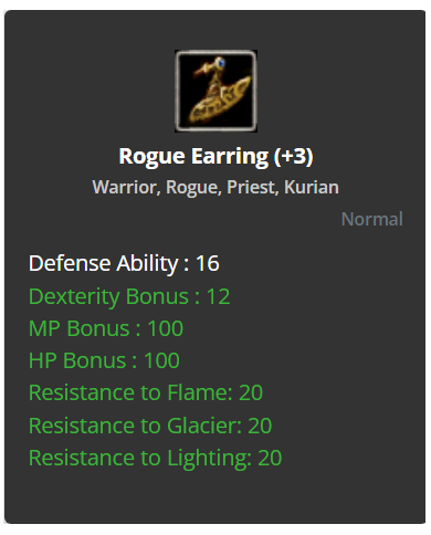 Rogue Earring +3