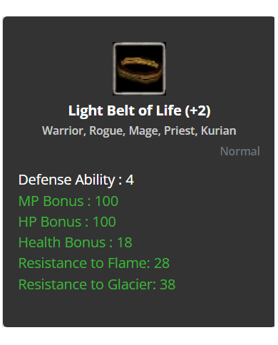 +2 Light Belt of Life