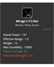 Mirage +11 reverse