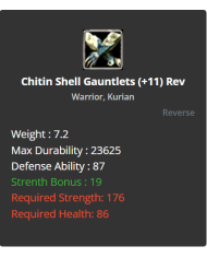 +9 Warrior Chitin Shell Set