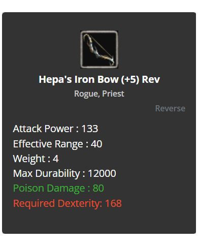 HEPA'S IRON BOW +8 (REVERSE +5)